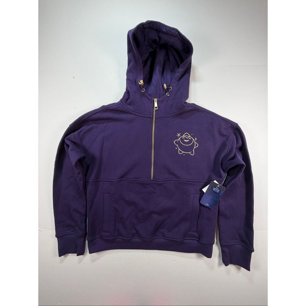 Disney Wish Star Hoodie Purple Quarter Gold Zip Pullover NWT Women’s Size Small